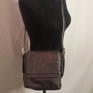 Y2K EVAN PICON Compact Black Leather Organizer Crossbody Bag